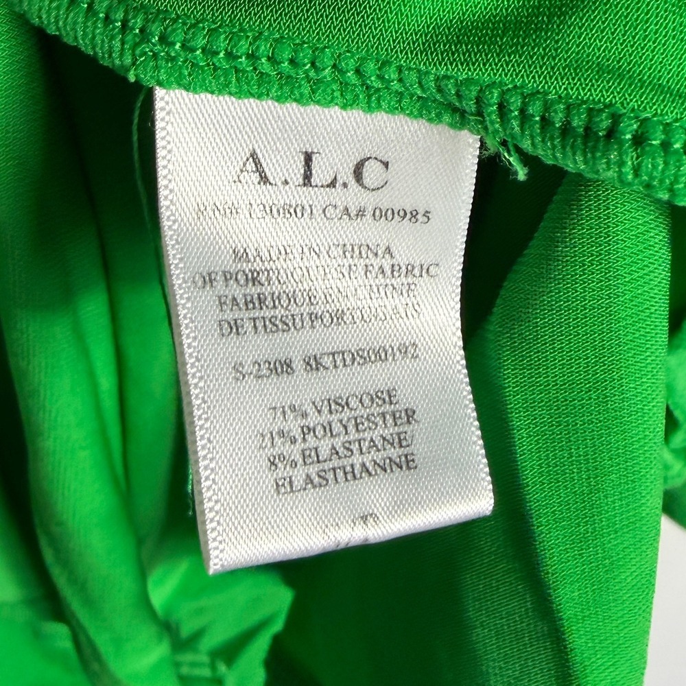 A.L.C. Adeline Maxi Dress Green Ruched Long Sleeve Asymmetrical Women Size S - Picture 14 of 14